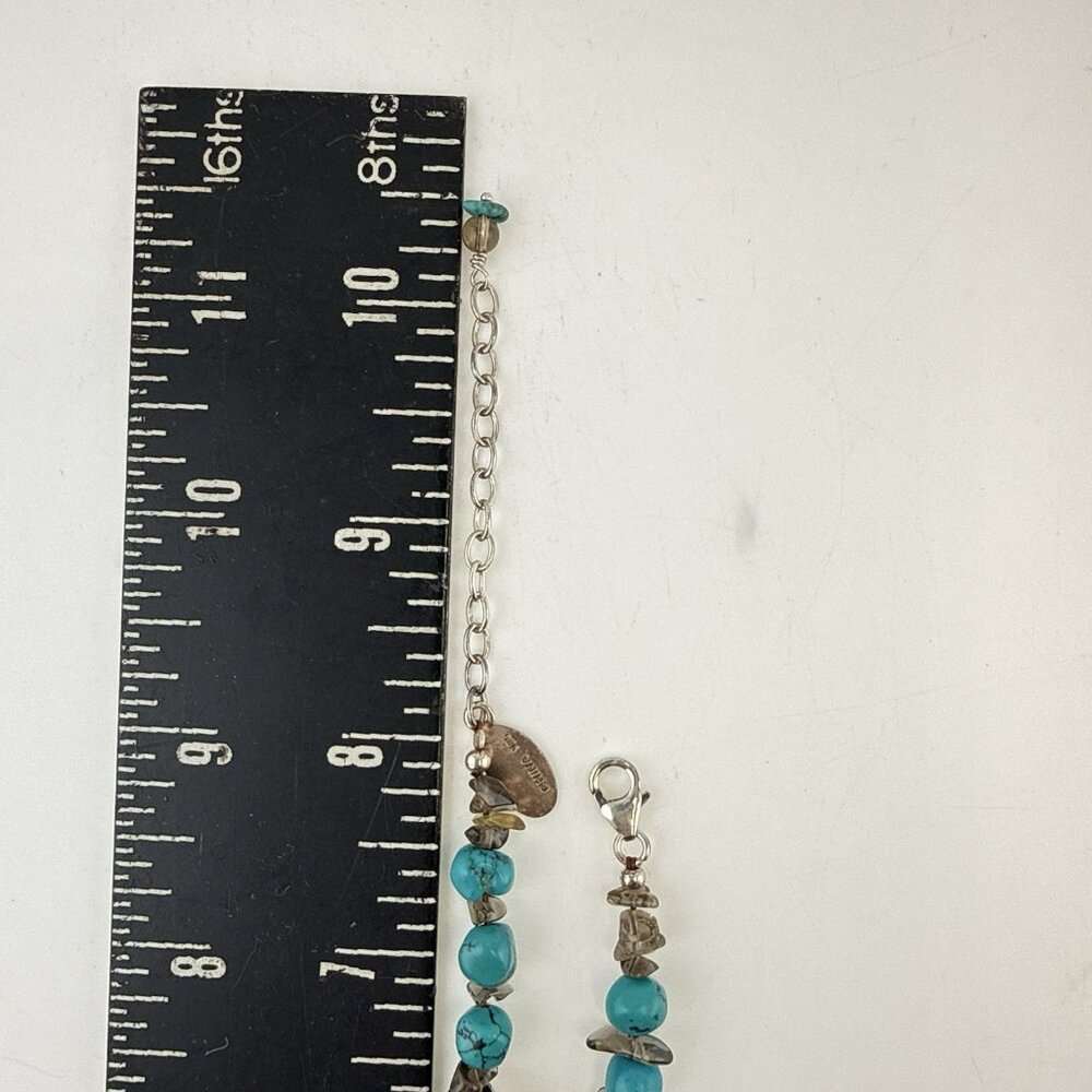 Deb Guyot Necklace Turquoise Blue Quartz Sterling Silver 925 HSN Beaded Matrix - Picture 11 of 11